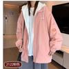 Alta Calidad Primavera y Otoño Falso Dos Piezas con Capucha para Hombre y Mujer Pareja Holgado Estilo Hong Kong Traje de Béisbol Casual Sencillo Chaqueta Abrigo