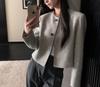 Nuevo Top Retro de Cuello Redondo de Botones Sencillos Rayado Holgado Corto Chaqueta Estilo Chanel Chaqueta de Moda Elegante