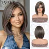 Peluca de Fibra Sintética Nueva Transfronteriza para Mujer, Peluca Completa de Verano, Peinado Bob Natural Realista, Raya en Medio, Peluca Completa Rejuvenecedora