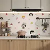 Adesivo à Prova de Óleo Desenho Animado Adesivo de Parede para Cozinha Adesivo de Parede para Fogão Coifa Filme Decorativo à Prova d'Água Resistente a Altas Temperaturas