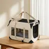 Transportador de mascotas de gran capacidad para todas las estaciones, tela de malla transpirable, mochila portátil para perros, bolsa de hombro individual plegable para perros