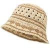 Chapéu de Crochê Bucket Color Block Transfronteiriço para Mulheres, Design de Domo Versátil, Emagrecimento Facial, Verão, Vazado, Nicho, Retro, Tendência de Chapéu de Pescador