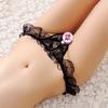 Tanga de Encaje Transparente con Abertura en la Entrepierna Perlas Ropa Interior Femenina Sexy Transparente Caliente Sin Caída Pantalones T Talla Grande Elegante Pura Deseo