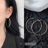 Celebridad de Internet Aretes Anillo Grande de Plata de Ley para Mujer 2025 Nuevo Estilo Explosivo Anillo Sencillo Sentido Avanzado Arete Anillo Circular Europeo y Americano Pendientes de Moda