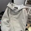 Sudadera Irregular con Doble Cremallera Estilo Calle Americana Primavera y Otoño para Hombres y Mujeres, Chaqueta Pesada con Capucha de Diseñador con Cremallera para Hombres