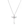 Collar de Ángel Cupido con Alas y Corazón para Mujer Plata de Ley 925 Lujo Ligero Cadena Clavicular de Gama Alta Ins Regalo de San Valentín