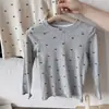 Camiseta Nueva de Manga Larga Elástica Casual Coreana con Lazo para Niña de Primavera y Otoño, Camiseta Base para Guardería