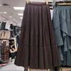 Falda plisada de moda Otoño/Invierno 2025 para mujer, de longitud media, cintura alta, línea A, suelta, plisada, drapeada, patchwork