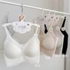 2025 Encaje de Estilo Francés No Magnético Camisola Corta Sin Costuras para Mujer Cómodo Sujetador Push-Up