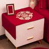 Funda de Tela para Mesita de Noche de Boda, Decoración Festiva Roja para el Dormitorio Nupcial, Mantel para Mesa de Café, Funda de Tela con Caracteres de Doble Felicidad para Boda