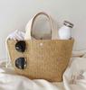 2026 Bolso de Mujer Ins Celebridad de Internet Vacaciones en la Playa Casual Estilo Pastoral Versátil Bolso Tejido Bolso de Mano Bolso Cubo