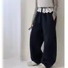 Pantalones Anchos de Encaje Dulce Patchwork para Niñas Grandes, Estilo Nuevo Primavera/Otoño, Pantalones Coreanos Casuales Sueltos Versátiles para Niñas