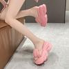 Zapatillas de cuña de malla para mujer, estilo coreano, de verano, con sandalias de moda para exteriores, zapatos de playa de suela gruesa.