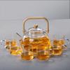 Tetera de Vidrio de Borosilicato Grueso Resistente a Altas Temperaturas, Tetera de Gran Capacidad para Uso Doméstico con Mango de Bambú, Juego de Té