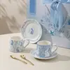 Juego original de taza de café y platillo de cerámica mate pintado a mano, con un diseño de conejo lindo y fresco, perfecto como regalo de cumpleaños