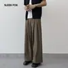Pantalones Casuales de Color Sólido Otoño Nuevo Estilo para Hombre Caída Estilo Hong Kong Sensación de Alta Gama Pantalones de Traje Pierna Recta Sueltos Pantalones de Traje Modernos