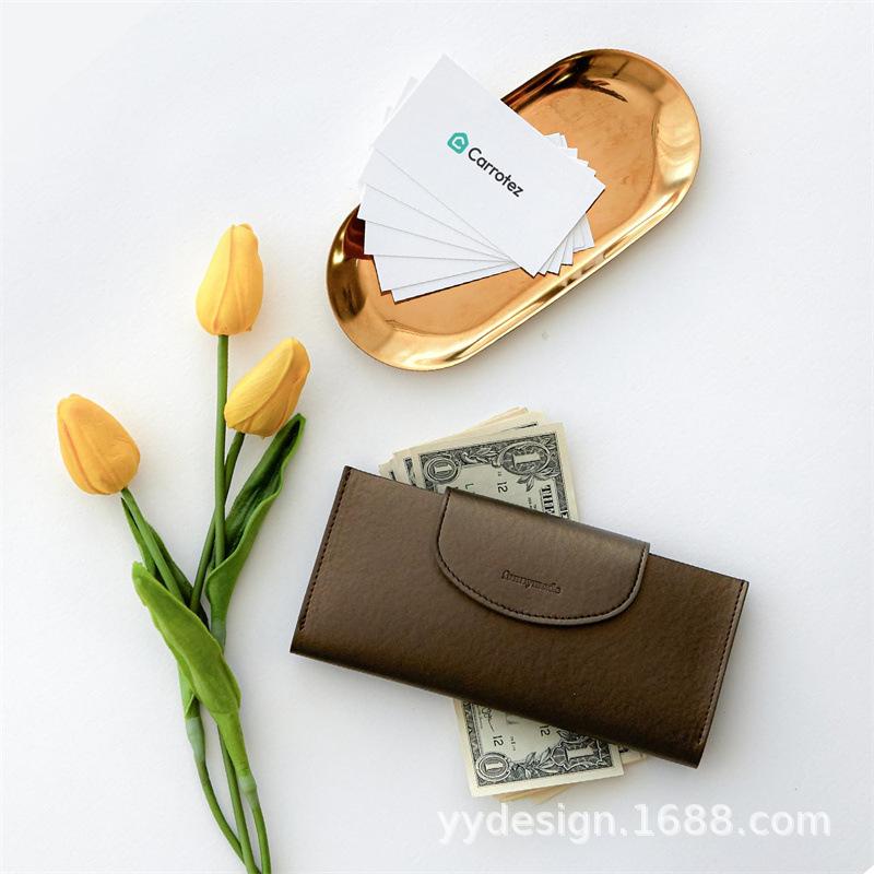 女士一体式长款双折双层PU 皮革钱包