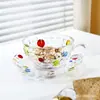 Juego de Taza y Platillo de Café de Lunares, Exquisita Taza de Café de Pétalos para el Té de la Tarde Inglés, Bol de Avena, Taza para Desayuno y Postre