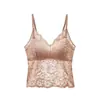 Nuevo Chaleco Sexy de Encaje con Tirantes y Almohadilla en el Pecho Cómodo Fruncido de Una Pieza Base Versátil Ropa Exterior Espalda Deportiva Hermosa