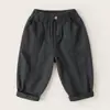 Roupas Infantis Primavera e Outono 2025 Novo Macacão de Algodão para Meninos Cintura Média Casual Tendência Roupas de Exterior para Crianças