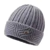 Nuevo gorro de lana de invierno para mujer de mediana edad y ancianos, cálido, forrado de polar, gorro tejido grueso, gorro a prueba de viento y frío para madres
