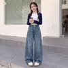 Calça Jeans Bordada com Coração para Meninas 2026 Outono Novo Estilo Calças Largas Slim para Crianças Médias e Grandes Calças Casuais de Perna Reta