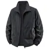 Jaqueta Casual Masculina Reversível 2025 Nova com Forro de Fleece para Primavera e Outono, Gola Alta, Caimento Solto Top 2502
