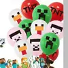 Decoração Temática de Jogo Minecraft Transfronteiriço Bandeira de Aniversário Suporte para Bolo Conjunto de Balões Banner de Bandeira Pixelada