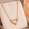Acessórios Transfronteiriços Luxo Leve Colar Aço Titânio Coração Amor Temperamento Feminino Pingente Diamante Colar Coração Pêssego Doce Corrente Clavícula Joia