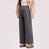 Calça pantalona para maternidade para outono e inverno, cordão ajustável, cintura alta, suporte para a barriga, modelagem solta, emagrecedora, calça longa para gravidez