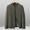 Chaqueta de Béisbol con Cuello Redondo para Hombre de Primavera y Otoño, Abrigo Sencillo de Color Sólido, Estilo con Cremallera Casual de Negocios, Ropa para Hombre de Mediana Edad Papá Venta al por Mayor