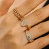 Conjunto de Anillos Dulce de Tres Piezas, Sencillo y Personalizado, Transfronterizo, Conjunto de Anillos Abierto de Moda Exquisito Micro-pavimentado con Circonia, Nicho