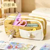 Estojo Multicamadas de Alto Valor 2025, Bolsa de Papelaria Estilo Ins, Caixa de Papelaria Fofa de Grande Capacidade, Estojo de Lona para Ensino Fundamental