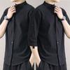 Camisa de lino para hombre, estilo coreano de verano, elegante, de moda, ajustada, de algodón y lino, con mangas de cinco puntos, para primavera y verano. Camisa de manga de cinco puntos para hombre.