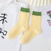 Calcetines de rayas verticales color caramelo blanco leche para mujer, delgados de primavera y verano, estilo japonés fresco, color sólido simple, combinación de colores, calcetines de media caña que combinan con todo