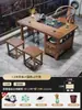 Mesa de Chá Pequena e Conjunto de Cadeiras para Varanda Sala de Estar Casa Novo Estilo Chinês Madeira Maciça Mesa de Chá Kung Fu Zen Mesa de Chá Multifuncional