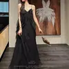 Garza Blanca VolandoNuevo Vestido de Malla Arrugada con Tubo de Perlas Estilo Chino para Mujer, Verano con Tirantes Finos Largo, Moderno y Romántico