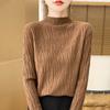 Suéter Básico de Malha com Fio Cardado Jacquard de Casca de Árvore Quente, Manga Longa, Outono e Inverno Novo, Transfronteiriço para Mulheres