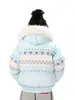 Chaqueta Cálida de Algodón con Estampado de Copos de Nieve Fair Isle Vintage para Mujer y Hombre, Abrigo de Invierno Grueso con Capucha y Cuello de Piel Nuevo