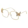 [Personalizado] Gafas de Sol de Moda Europeas y Americanas con Mariposas Personalizadas y Diamantes para Mujer, Gafas de Sol con Montura de Metal, Gafas de Protección Solar Transfronterizas