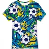 Venta Caliente Transfronteriza de Aliexpress Impresión Digital 3D Copa Mundial de Fútbol Tendencia de Verano Ropa Infantil Camisetas Casuales de Manga Corta