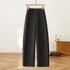 Pantalones Casuales Personalizados para Mujer Cintura Alta Sueltos Adelgazantes Pierna Recta Largos Moda Versátil Viaje Pliegues Simples Transpirables