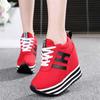 Primavera y Verano estilo coreano tacón ultra alto 10cm suela gruesa altura oculta aumentando casuales zapatillas con cordones zapatos transpirables de mujer zapatos de lona zapatos de una sola capa