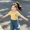2026 nueva camiseta de verano fresca para niños de manga corta para niña bebé versátil casual ropa para exteriores top de dibujos animados