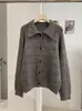 KEKEZOON Suéter Retro con Solapa Hueca para Mujer 2026 Otoño Invierno Estilo Perezoso Manga Larga Cardigan de Punto Ropa Exterior 9297