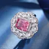 Otoño e Invierno Nuevo Joyería Huabi Diamante de Alto Carbono Corte Flor de Hielo Cobre Incrustado Moda Cuadrado Conjunto Piedra Principal 8*10