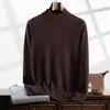 Suéter de cachemira para hombre, suéter de cuello alto medio, suéter informal de negocios de manga larga, suéter básico, otoño e invierno, nuevo top