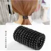 Anillo para el cabello tipo línea telefónica negra para mujer, estilo coreano, nuevo, simple, grueso, talla grande, para estudiante, sin marcas, liga de goma, cuerda para el cabello