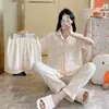 Comercio Exterior Nuevo Verano Algodón Nube Cardigan con Solapa Dibujos Animados Lindos Pantalones Cortos de Manga Corta Ropa de Casa Traje Dulce