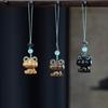 Colgante de animal lindo tallado en madera de sándalo verde, colgante de bolso DIY, llavero creativo para coche, accesorios para cadena de teléfono móvil